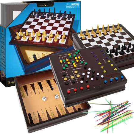 Spiele-Set Schach, Dame & Mühle, Gesellschaftsspiele