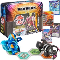 Bakugan Box Zinn Baku-Tin + 2 Figuren und Sectanoid Karten