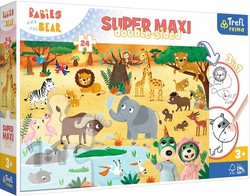 Doppelseitiges Puzzle 24 Teile Super Maxi Bobaski on safari 3in1