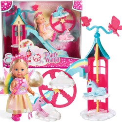 Evi Love Fairy World kleines Set Feenpuppe bunte Ponys Turm mit Rutsche + Zubehör