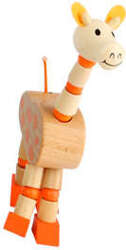 Kleine Fuß-Holzfigur Orange Giraffe 13 cm