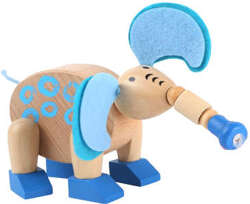 Kleiner Fuß Holzfigur blau Elefant 6 cm