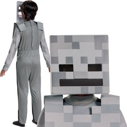 Minecraft Halloween Kostüm, Faschingskostüm Skelett Weiß Skelett 137-149 cm (10-12 Jahre)