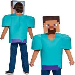 Minecraft Steve Karnevalskostüm für Gamer 124-136 cm 7-8 Jahre alt