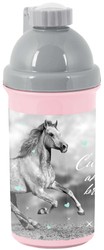 Paso School Bidon grau und rosa Pferd 550 ml