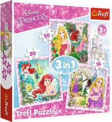 Puzzle 3in1 Disney-Prinzessinnen Rapunzels Aurora und Arielka