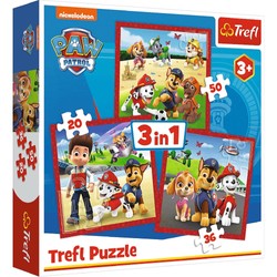 Puzzle 3in1 Happy Dogs Paw Patrol Trefl 106 Elemente