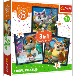 Puzzle 3in1 Meet cute kittens 44 Cats 106 Teile