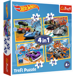 Puzzle 4in1 Hot Wheels Fahrzeuge Trefl 