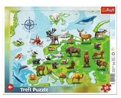 Rahmenpuzzle Europakarte mit Tieren 25 Teile 