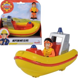 Simba Feuerwehrmann Sam Neptunboot + Figur Feuerwehrmann Elvis