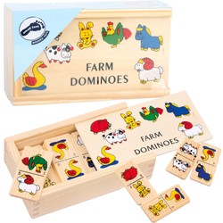 Small Foot Domino Spiel aus Holz in einer Schachtel - Bauernhof Dorf Tiere