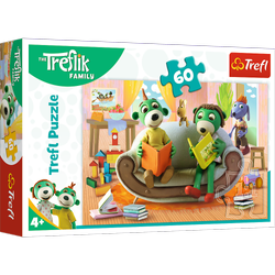 Trefl 17345 Puzzle 60 Die Familie Treflik liest gemeinsam Bücher