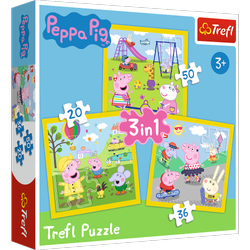 Trefl 34849 Puzzle 3in1 Peppys glücklicher Tag