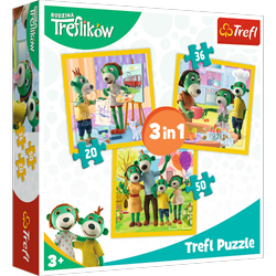 Trefl 34850 Puzzle 3in1 Die Treflik Familie