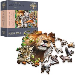 Trefl Holzpuzzle Wildkatzen im Dschungel 500 Elemente