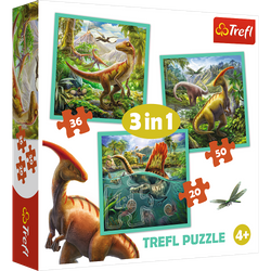 Trefl Puzzle 3in1 Die außergewöhnliche Welt der Dinosaurier 34837 106 Elemente