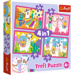 Trefl Puzzle 4in1 Lamas im Urlaub 207 Elemente