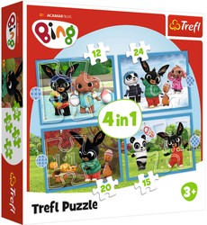 Trefl Puzzle 4in1 Merry Bing buntes Puzzle für die Kleinsten ab 3