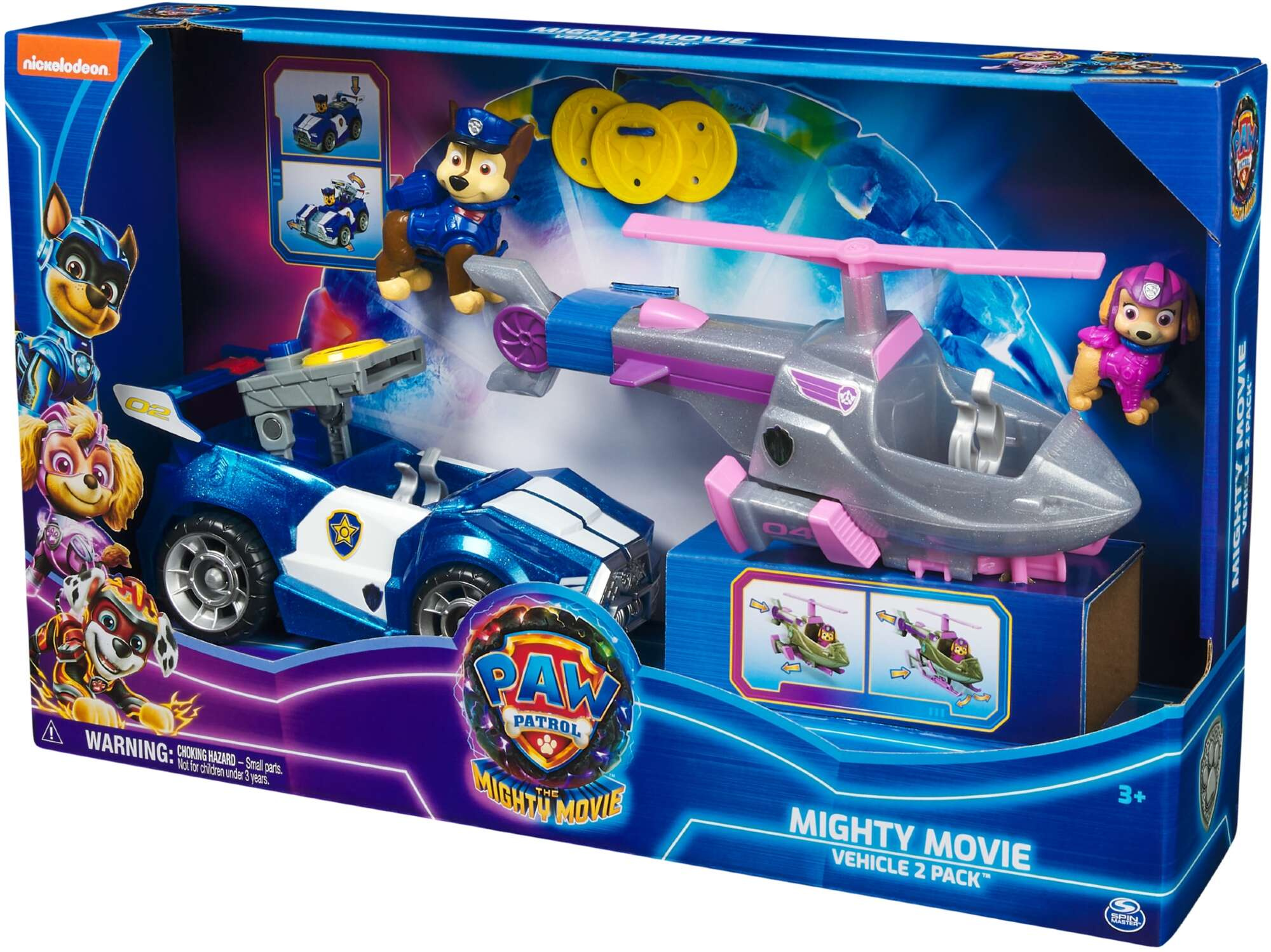 Paw Patrol The Movie 2er Set Fahrzeuge Filmhund Figuren Skye Chase 2er Pack Funkauto Hubschrauber Humbitoys