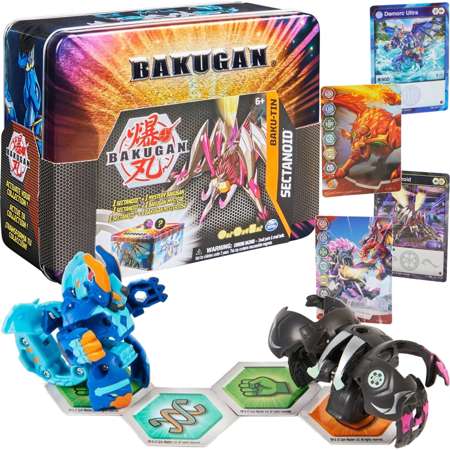 Bakugan Box Zinn Baku-Tin + 2 Figuren und Sectanoid Karten