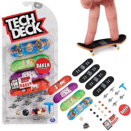 Buntes Griffbrett-Skateboard-Set 4er-Pack Baker Skateboards Handarbeit Tech Deck