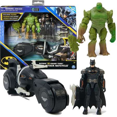 DC Comics Batman vs Swamp Thing Set + Motorrad, Zubehör