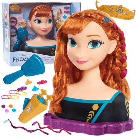 Deluxe Princess Disney Kämmen und Styling Kopf Puppe Anna Die Eiskönigin +Zubehör 