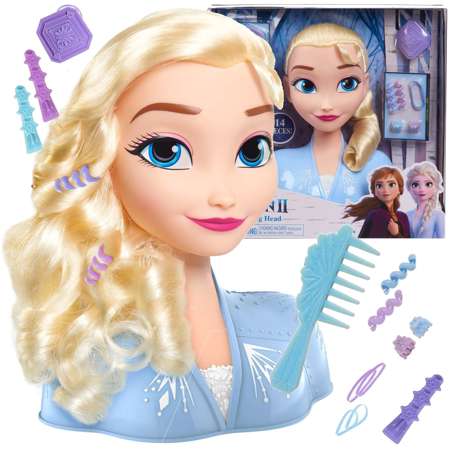 Disney Prinzessin Kopf Kämmen und Styling Puppe Elsa Die Eiskönigin +Zubehör 