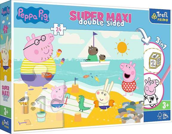 Doppelseitiges Puzzle 24 Teile Super Maxi Happy Peppa's Day 3in1