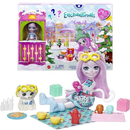 Enchantimals Adventskalender Set Sybill Schneeleopard Puppe 24 Überraschungen