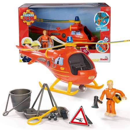 Feuerwehrmann Sam Hubschrauber Wallby Set, Tom Thomas Figur + Zubehör