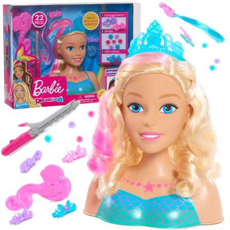 Friseur Meerjungfrau Kopf und Styling Puppe Barbie Dreamtopia + Zubehör