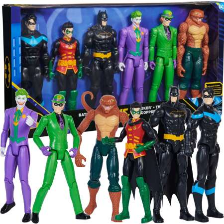 Großes 6-in-1 DC Comics Großfiguren-Set Batman, Robin, Nightwing, Joker, Riddler, Copperhead 28 cm 3+