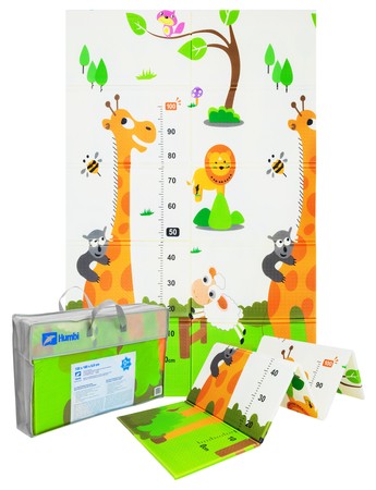 Humbi Doppelseitig faltbare Lernmatte aus XPE-Schaumstoff 120x180x0,8cm Giraffen, Masern, Teddybären, Füchse, Hirsche