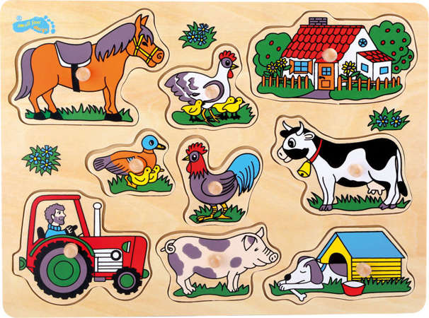 Kleiner Fuß Bauernhof Dorf Puzzle aus Holz