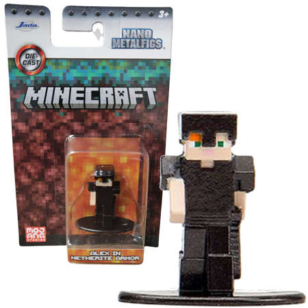 Minecraft Metall-Sammelfigur Alex in Netherit-Rüstung Nano Metalfigs 4 cm Jada