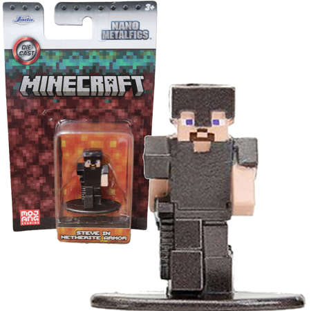 Minecraft Metall Sammelfigur Steve in Netherite Rüstung Nano metalfigs 4 cm Jada