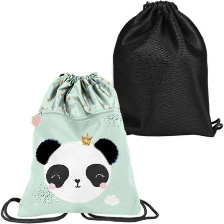 Paso Backpack Premium Schultasche für Schuhe Schuhe Hausschuhe Panda Bär celadon