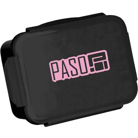 Paso Breakfast Tote Lunch Box Schwarz mit rosa Logo Basic 650 ml