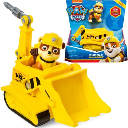 Paw Patrol 2in1 Rubble Bulldozer Gelb Baggi Bulldozer Fahrzeug + Hundefigur