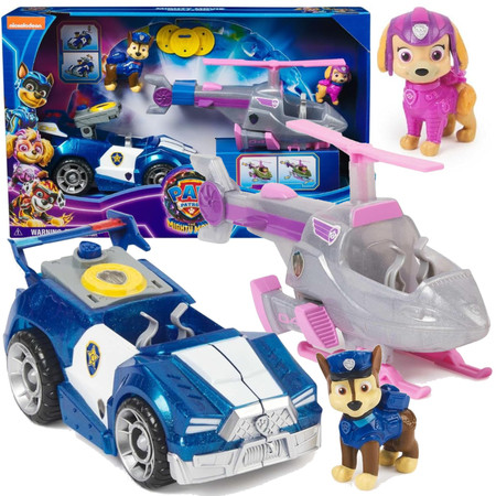 Paw Patrol The Mighty Kinofilm Großes Kinofilm Fahrzeuge Set Hundefiguren Skye Chase 2er Pack Polizeiwagen Hubschrauber