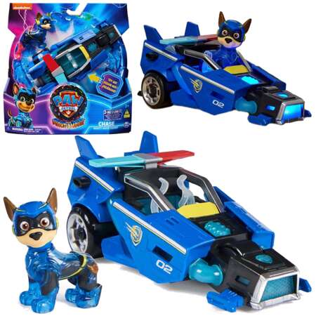 Paw Patrol The Movie 2 Figurenset Chase the dog blue cruiser vehicle light sound