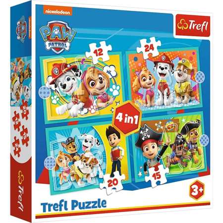 Paw Patrol buntes Puzzle Set 4in1 Happy Dog Patrol Team 71 Elemente Trefl