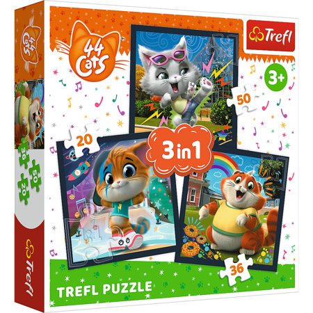 Puzzle 3in1 Meet cute kittens 44 Cats 106 Teile