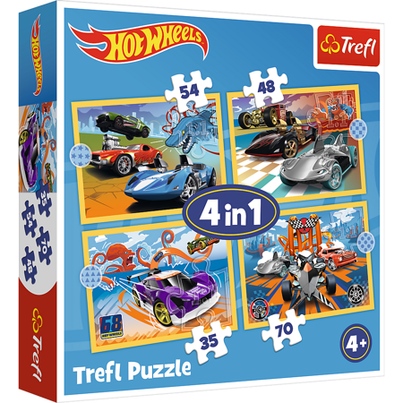 Puzzle 4in1 Hot Wheels Fahrzeuge Trefl 