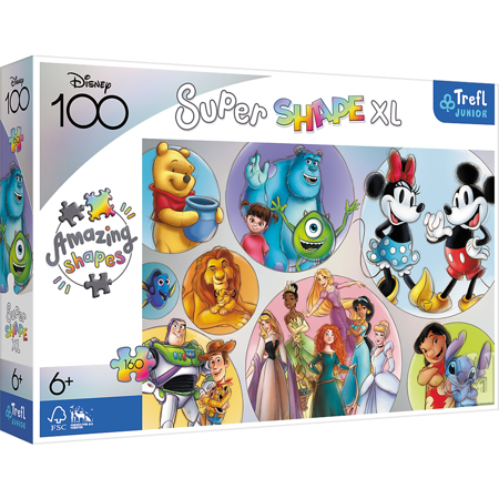 Puzzle Bunte Welt Disney Trefl Junior 160 Teile Super Shape XL 