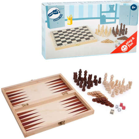 Set mit klassischen 3-in-1-Spielen in einer Schachtel