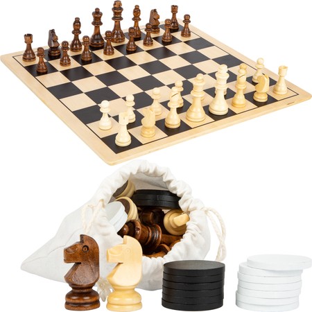 Small Foot 2-in-1 Holzspielset für klassische Spiele Großschach Dame XL 45 cm