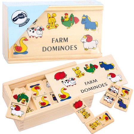 Small Foot Domino Spiel aus Holz in einer Schachtel - Bauernhof Dorf Tiere